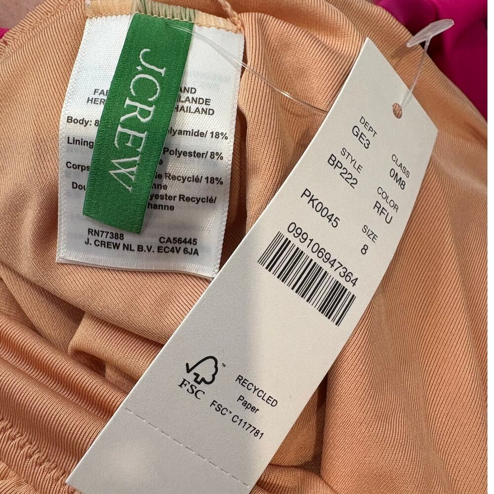 J.Crew Ruched Ruffle One-Piece Pink Swimsuit - Size 8 - Picture 6 of 6
